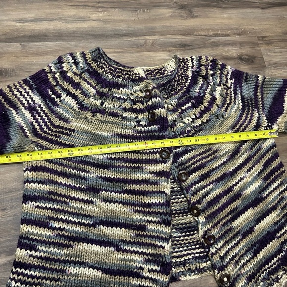 Striped Cardigan In Purple and Gray - Picture 3 of 3